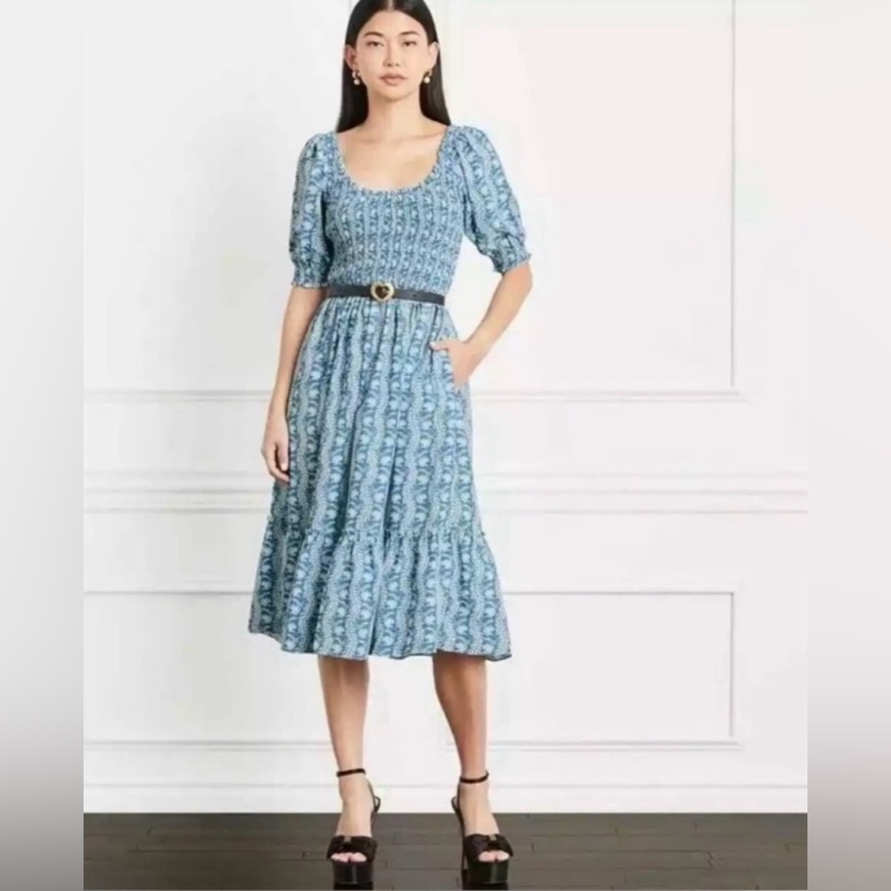 Hill House Blue Patterned Midi Dress